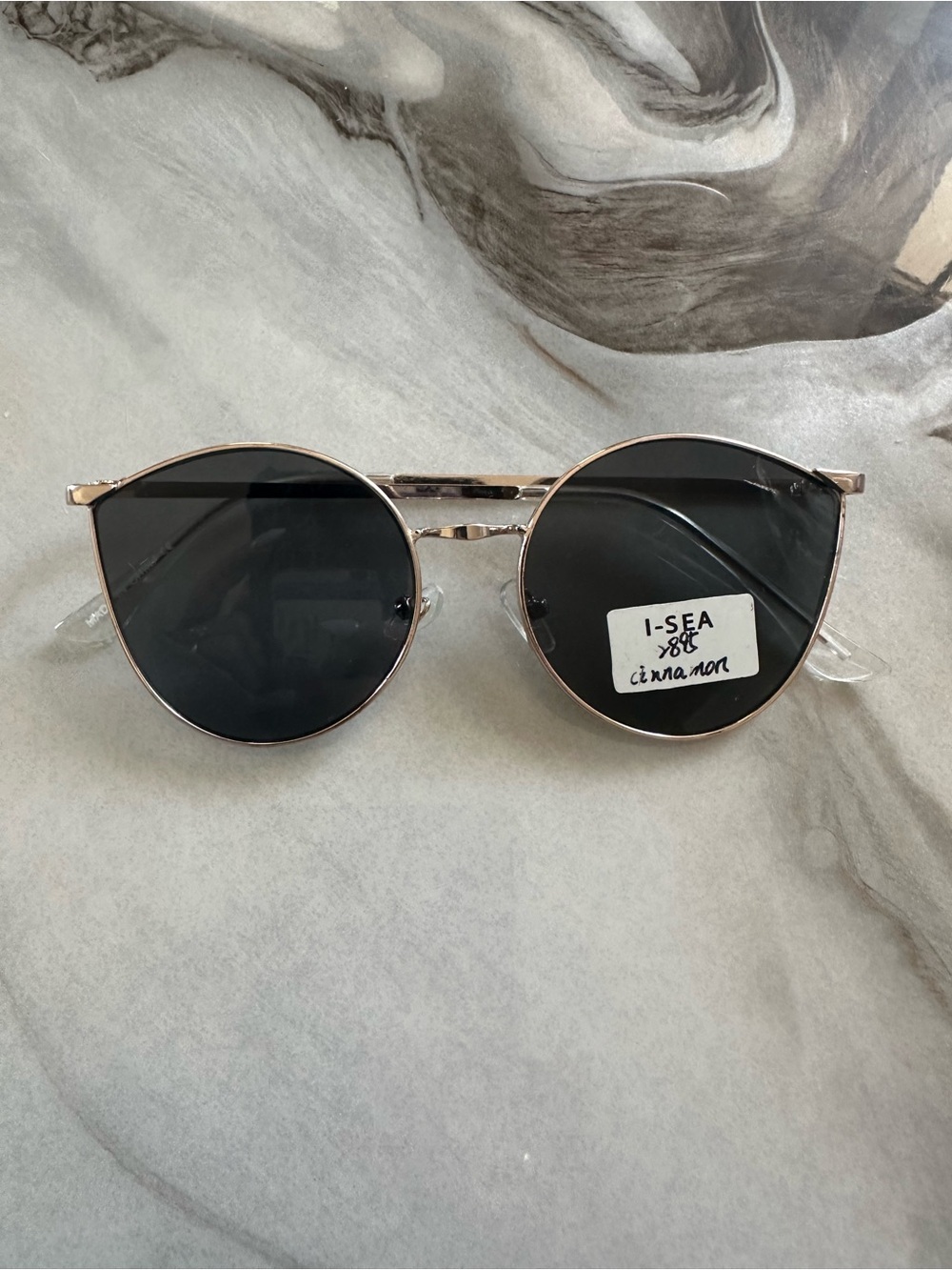Rose Gold Round Sunglasses with Black Lenses – Brand New with Tags
